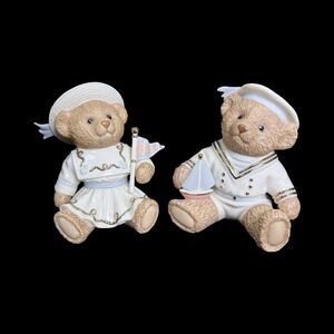 Lenox First Mate Sailor Boy & Sailor Girl Teddy Bear Gold Accents Nautical Decor